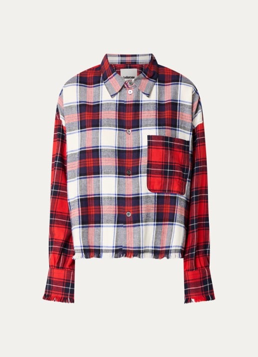 Bellerose Jonnie blouse met ruitdessin en borstzak - voorkant rood