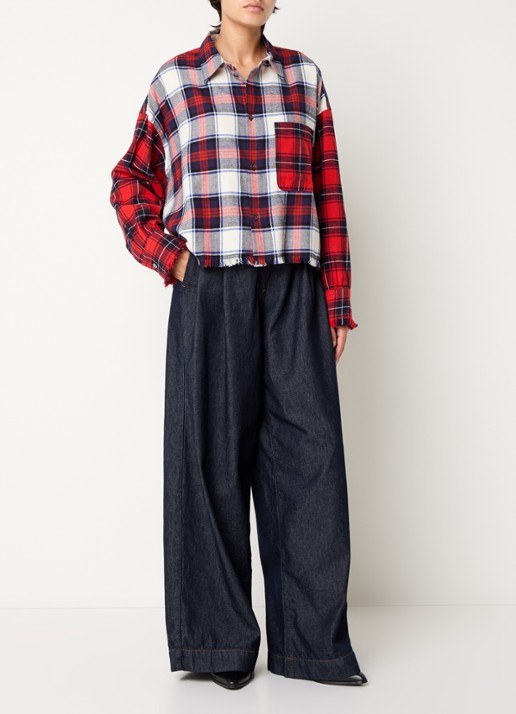 Bellerose Jonnie blouse met ruitdessin en borstzak - voorkant 2 rood