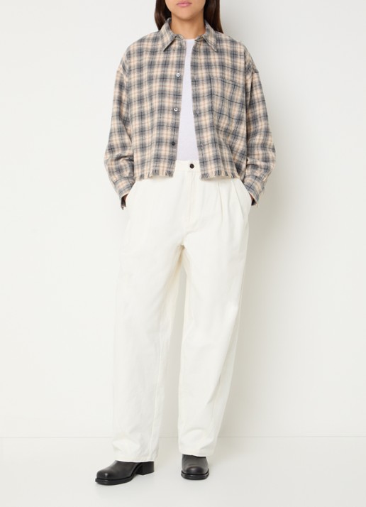 Bellerose Jonnie blouse met ruitdessin - voorkant 2 antraciet