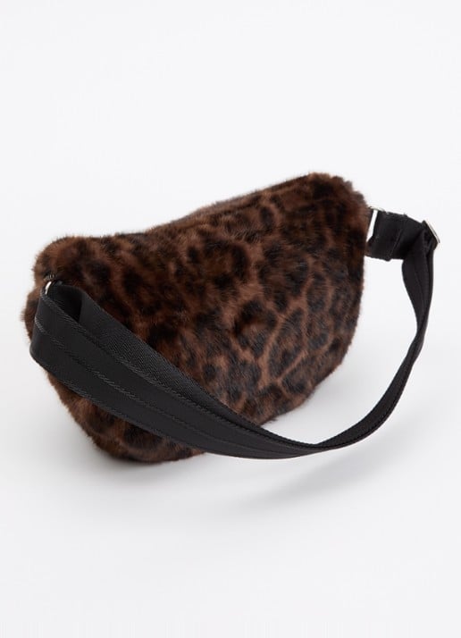 Bellerose Joswel crossbodytas van imitatiebont met panterprint - achterkant 2 bruin