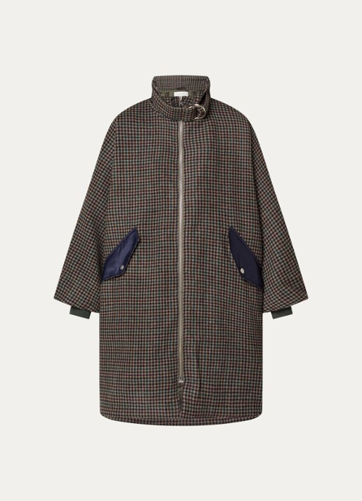 Bellerose Juny mantel van wol met ruitdessin - voorkant 2 bruin