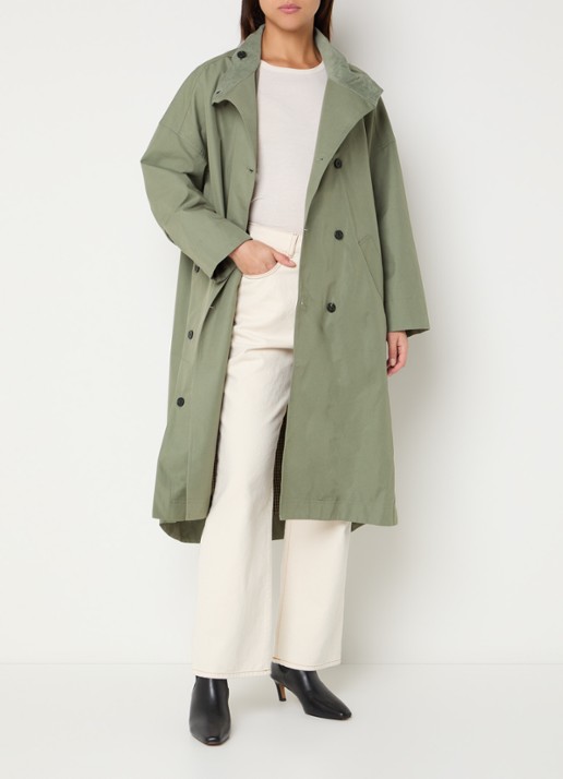 Bellerose Juttac trenchcoat met steekzakken - voorkant 4 mosgroen