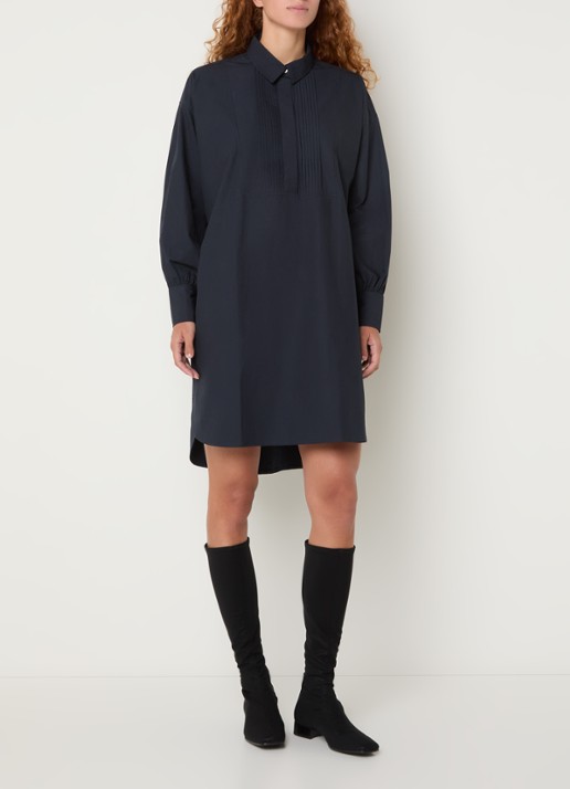 Bellerose Kaat mini tuniekjurk met kraag - voorkant 3 donkerblauw