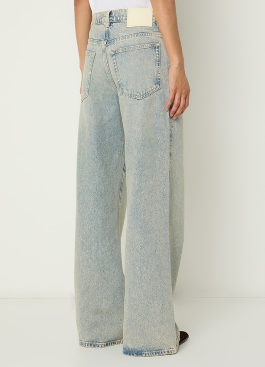 Bellerose Kansas high waist wide leg jeans met verwassen afwerking - achterkant 3 indigo