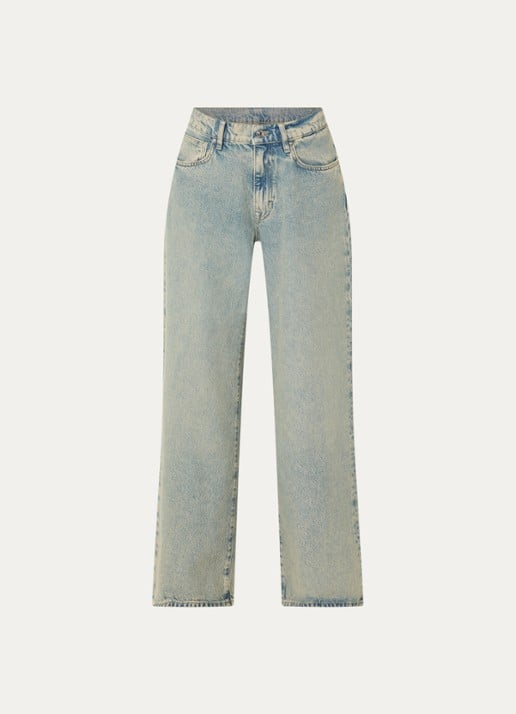 Bellerose Kansas high waist wide leg jeans met verwassen afwerking - voorkant 4 indigo