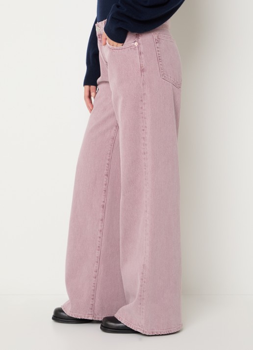 Bellerose Kansas mid waist wide fit jeans met gekleurde wassing - detail 5 oudroze