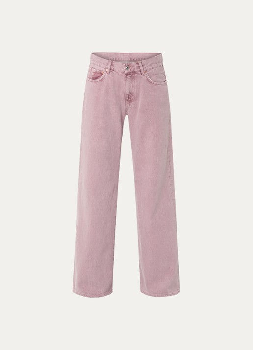 Bellerose Kansas mid waist wide fit jeans met gekleurde wassing - voorkant oudroze