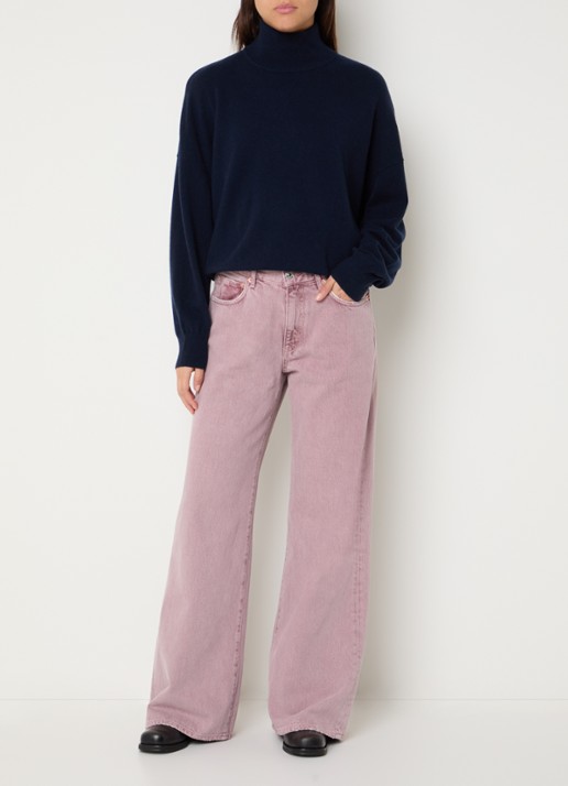Bellerose Kansas mid waist wide fit jeans met gekleurde wassing - voorkant 2 oudroze