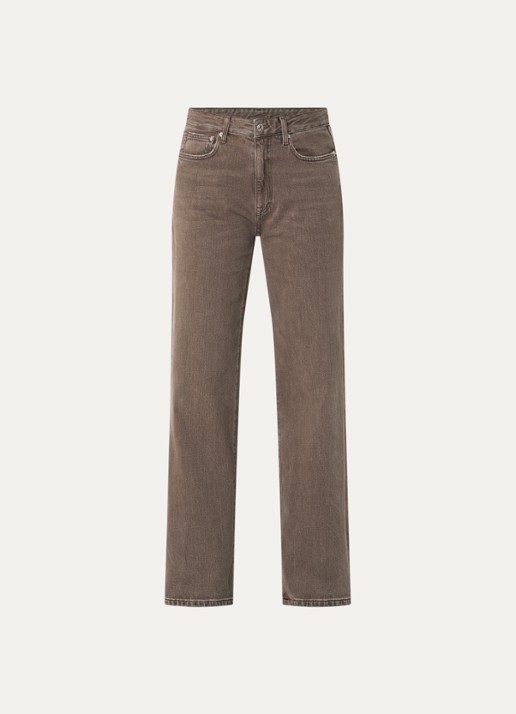 Bellerose Kia high waist straight leg jeans met gekleurde wassing - voorkant 4 bruin
