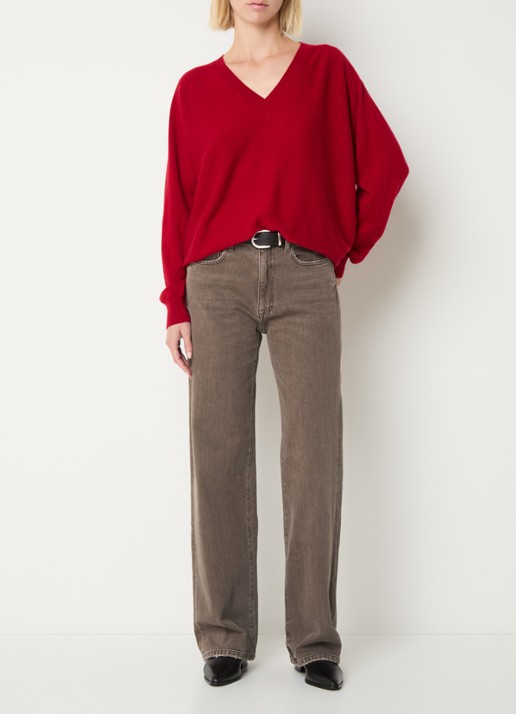 Bellerose Kia high waist straight leg jeans met gekleurde wassing - voorkant 5 bruin