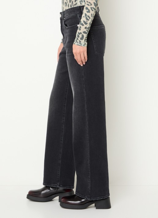 Bellerose Kia high waist straight leg jeans met gekleurde wassing - detail 4 zwart