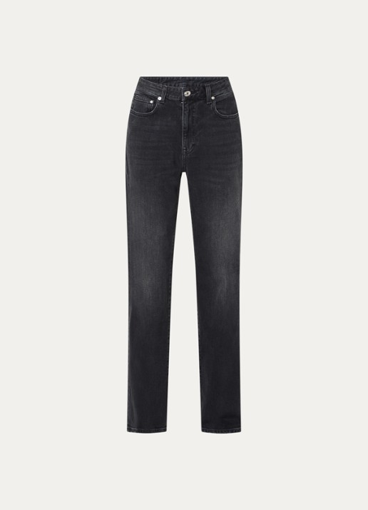 Bellerose Kia high waist straight leg jeans met gekleurde wassing - voorkant zwart