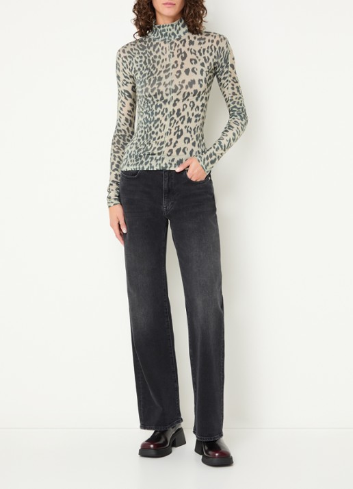Bellerose Kia high waist straight leg jeans met gekleurde wassing - voorkant 2 zwart