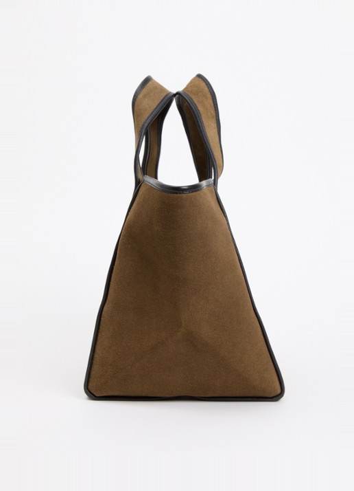 Bellerose Kub handtas van suède met details van leer - detail 2 khaki