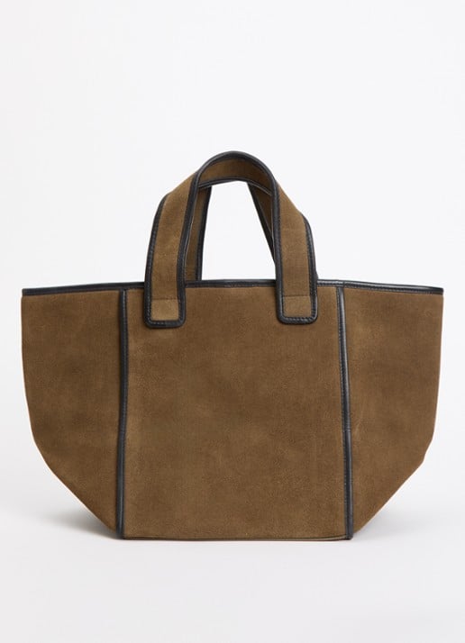 Bellerose Kub handtas van suède met details van leer - voorkant 5 khaki
