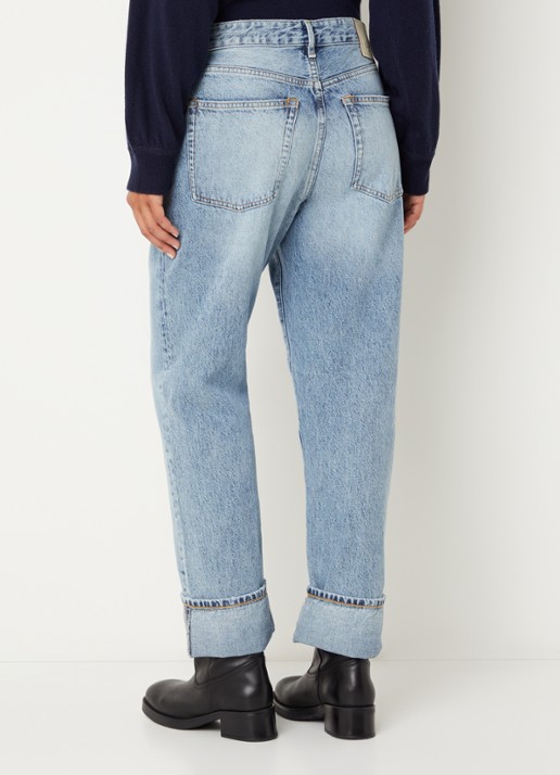 Bellerose Kurt high waist tapered fit jeans met lichte wassing - achterkant 5 indigo