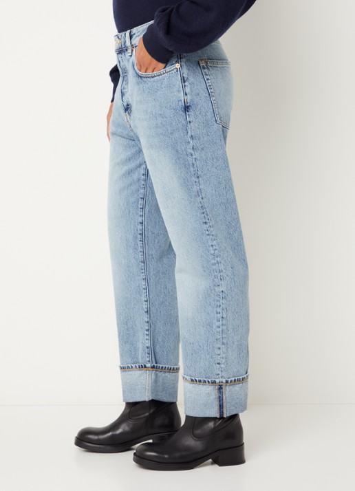 Bellerose Kurt high waist tapered fit jeans met lichte wassing - detail 4 indigo