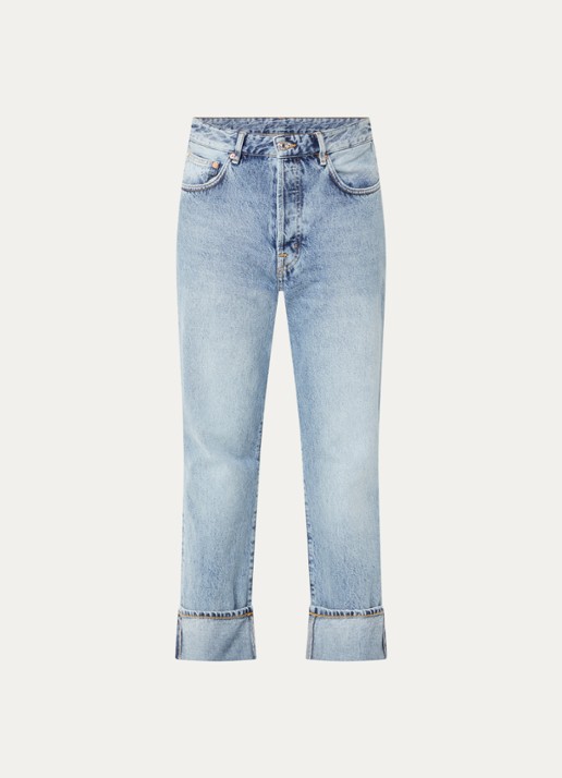 Bellerose Kurt high waist tapered fit jeans met lichte wassing - voorkant indigo