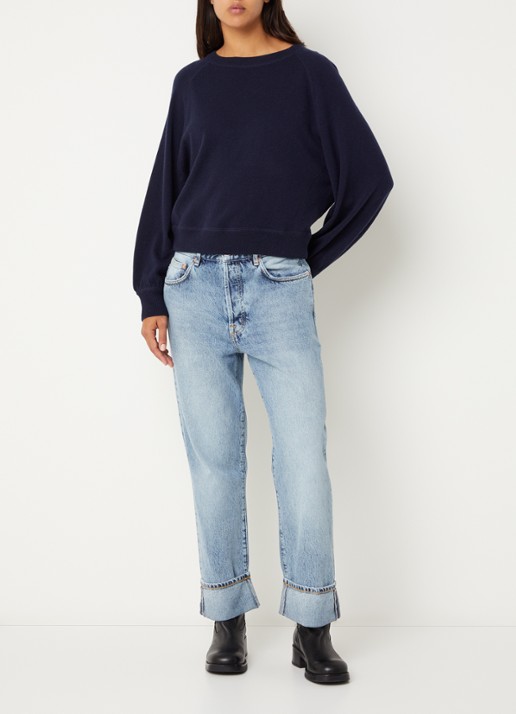 Bellerose Kurt high waist tapered fit jeans met lichte wassing - voorkant 2 indigo