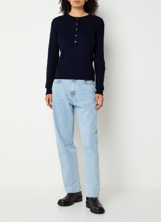 Bellerose Kurtis high waist balloon fit jeans met lichte wassing - voorkant 2 indigo
