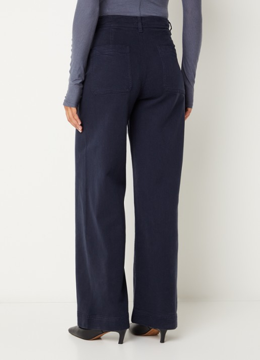 Bellerose Lottie51 high waist straight fit chino met paspelzakken - achterkant 2 donkerblauw