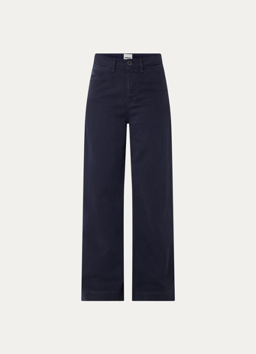Bellerose Lottie51 high waist straight fit chino met paspelzakken - voorkant 3 donkerblauw