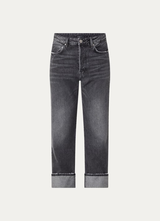 Bellerose Low waist tapered fit jeans met gekleurde wassing - voorkant 2 antraciet