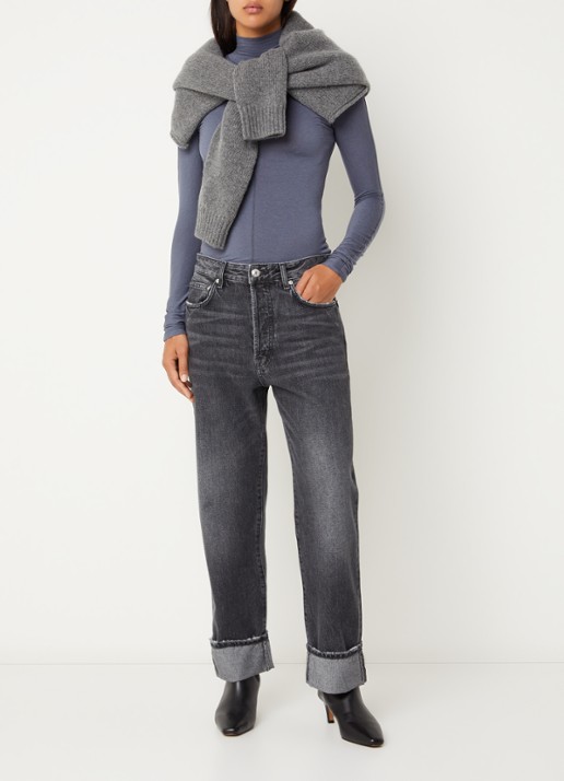 Bellerose Low waist tapered fit jeans met gekleurde wassing - voorkant 3 antraciet