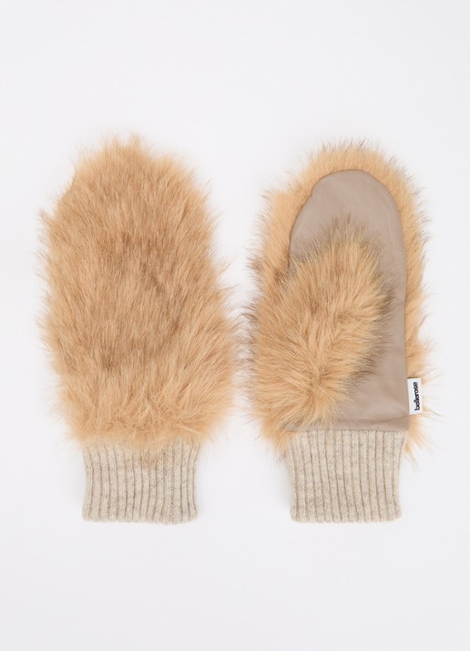 Bellerose Madina wanten in wolblend met details van schapenleer en imitatiebont