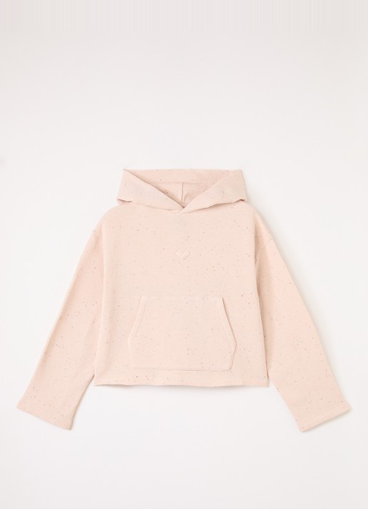 Bellerose Marta hoodie met gemêleerd dessin - voorkant roze