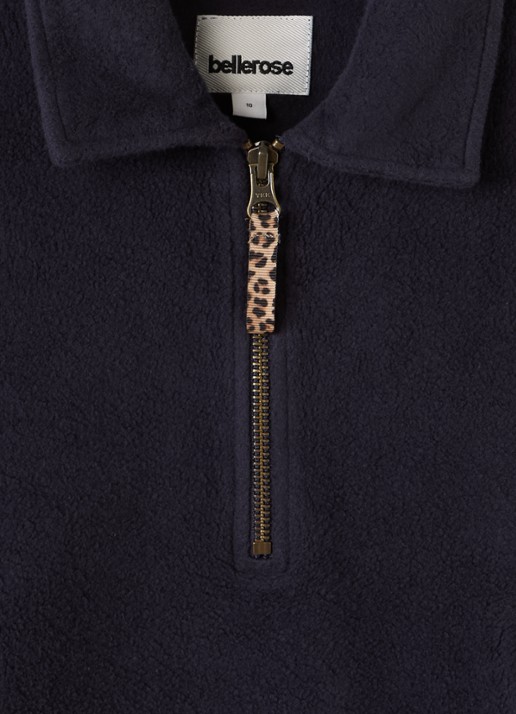 Bellerose Mazzy sweater met halve rits - detail zwart