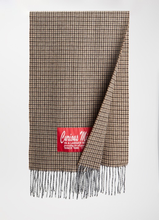 Bellerose Milan sjaal van wol met pied-de-poule design 32 x 120 cm  - detail bruin