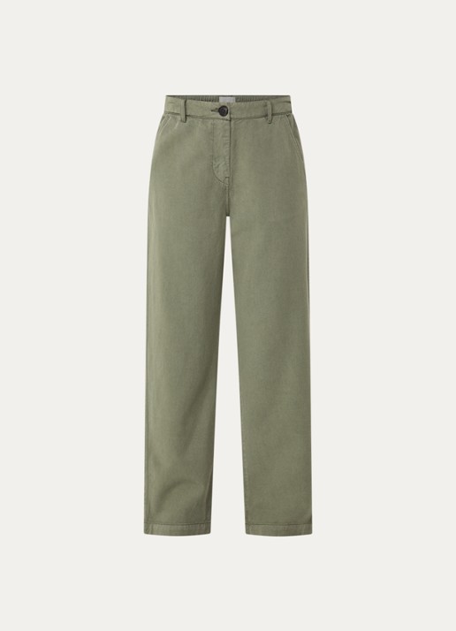 Bellerose Pace low waist tapered fit chino met steekzakken - voorkant 3 mosgroen