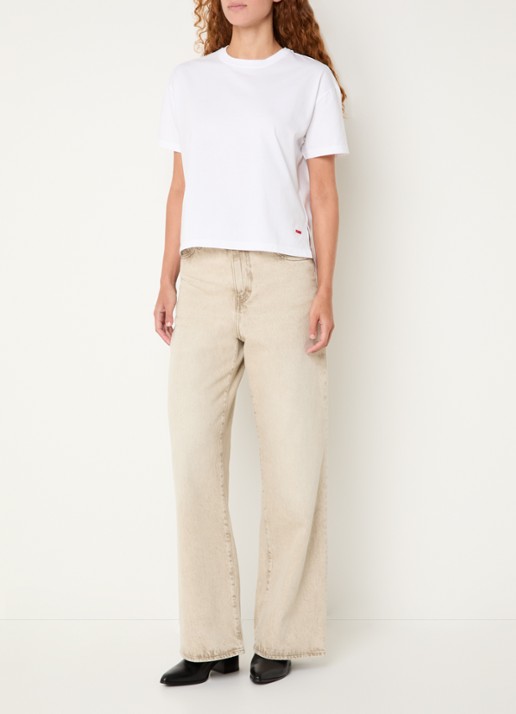 Bellerose Parthe high waist wide fit jeans met gekleurde wassing - voorkant 5 beige