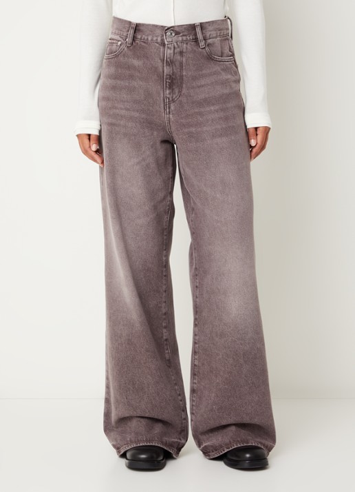 Bellerose Parthe high waist wide fit jeans met gekleurde wassing - detail 2 bordeauxrood