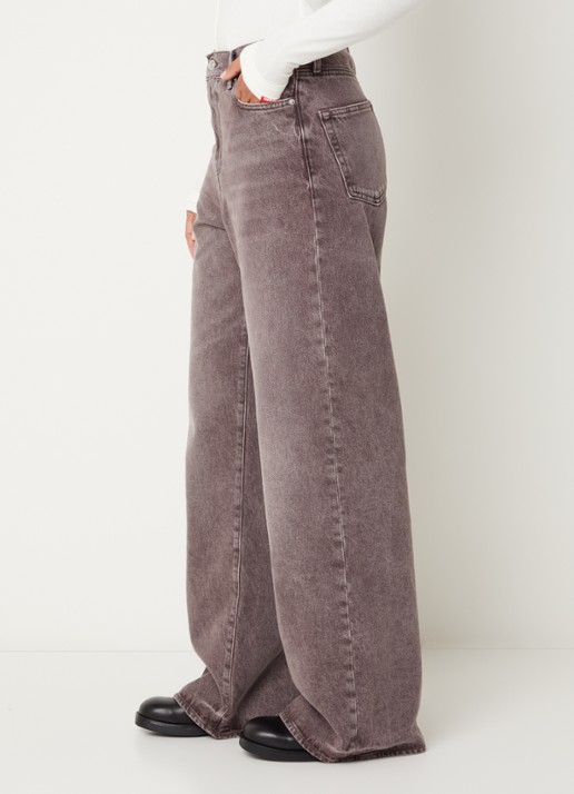 Bellerose Parthe high waist wide fit jeans met gekleurde wassing - detail 3 bordeauxrood
