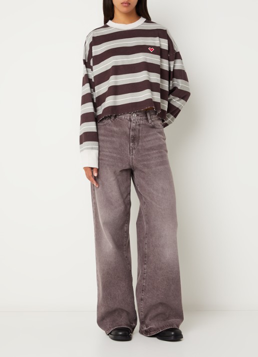 Bellerose Parthe high waist wide fit jeans met gekleurde wassing - voorkant 5 bordeauxrood