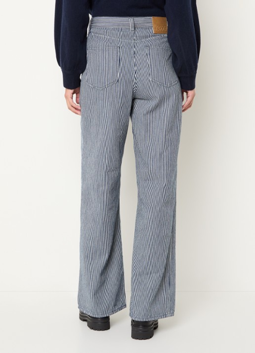 Bellerose Parthe high waist wide fit jeans met gekleurde wassing - achterkant 5 donkerblauw