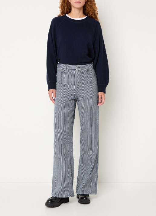 Bellerose Parthe high waist wide fit jeans met gekleurde wassing - voorkant 4 donkerblauw