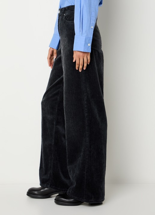 Bellerose Parthe high waist wide leg jeans met gekleurde wassing - detail 2 antraciet
