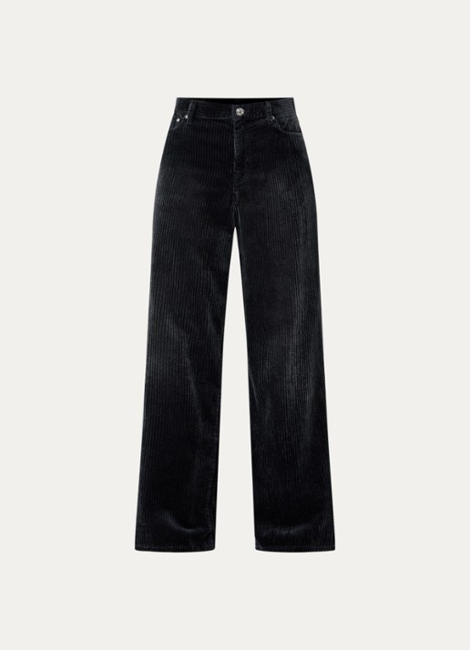 Bellerose Parthe high waist wide leg jeans met gekleurde wassing - voorkant 4 antraciet