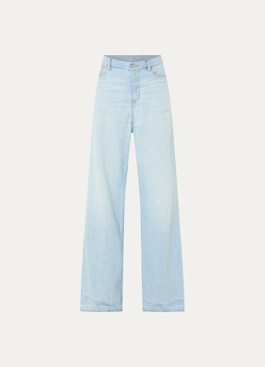 Bellerose Parthe high waist wide leg jeans met lichte wassing - voorkant 4 indigo