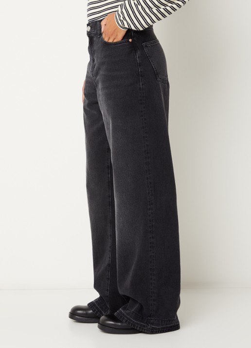 Bellerose Parthe51 mid waist loose fit jeans met gekleurde wassing en steekzakken - detail 5 zwart