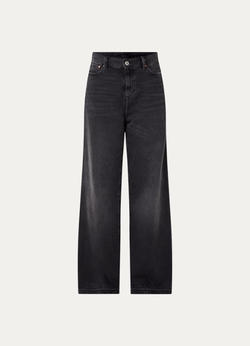 Bellerose Parthe51 mid waist loose fit jeans met gekleurde wassing en steekzakken - voorkant zwart