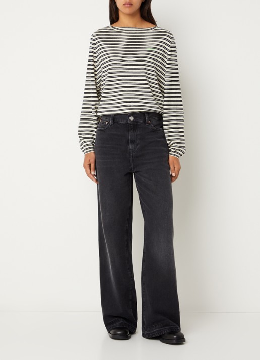 Bellerose Parthe51 mid waist loose fit jeans met gekleurde wassing en steekzakken - voorkant 2 zwart