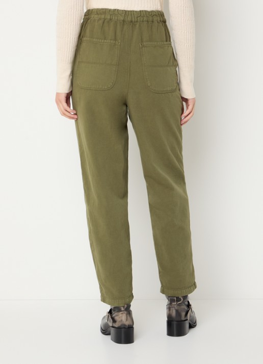 Bellerose Pasop high waist cropped tapered fit broek met steekzakken - achterkant 4 mosgroen