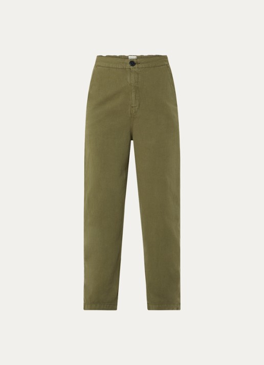 Bellerose Pasop high waist cropped tapered fit broek met steekzakken - voorkant 2 mosgroen