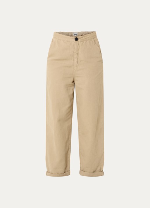 Bellerose Pasop high waist cropped tapered fit broek met steekzakken - voorkant 3 beige