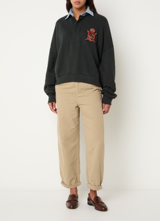 Bellerose Pasop high waist cropped tapered fit broek met steekzakken - voorkant 4 beige