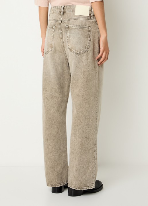 Bellerose Paty high waist wide leg jeans met gekleurde wassing - achterkant 3 khaki